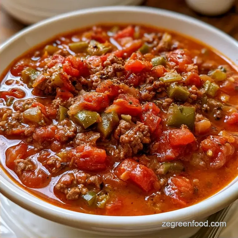 Crockpot Green Pepper Soup with Ground Beef