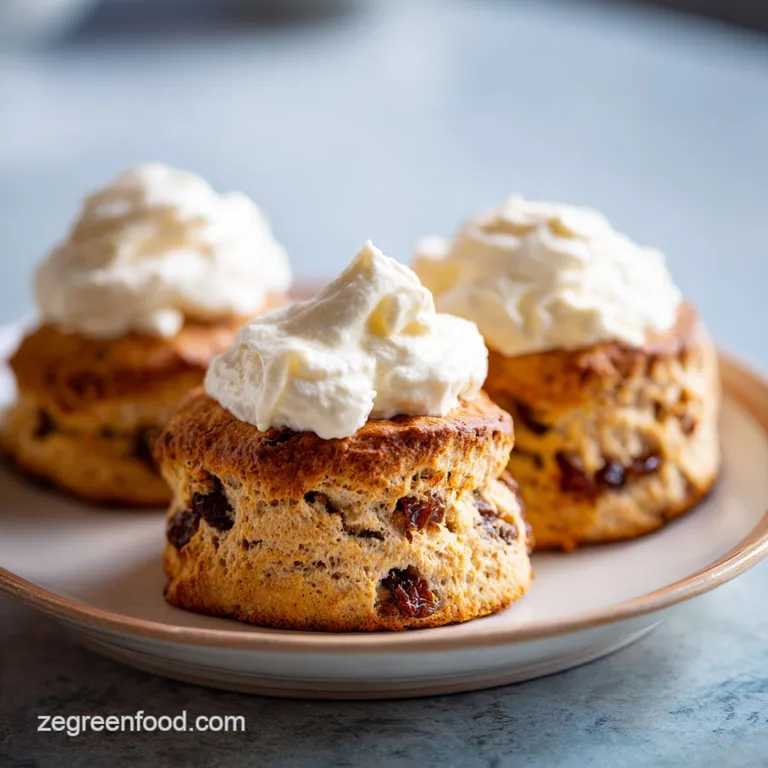 Date Scones with Cream: Flaky and Tender