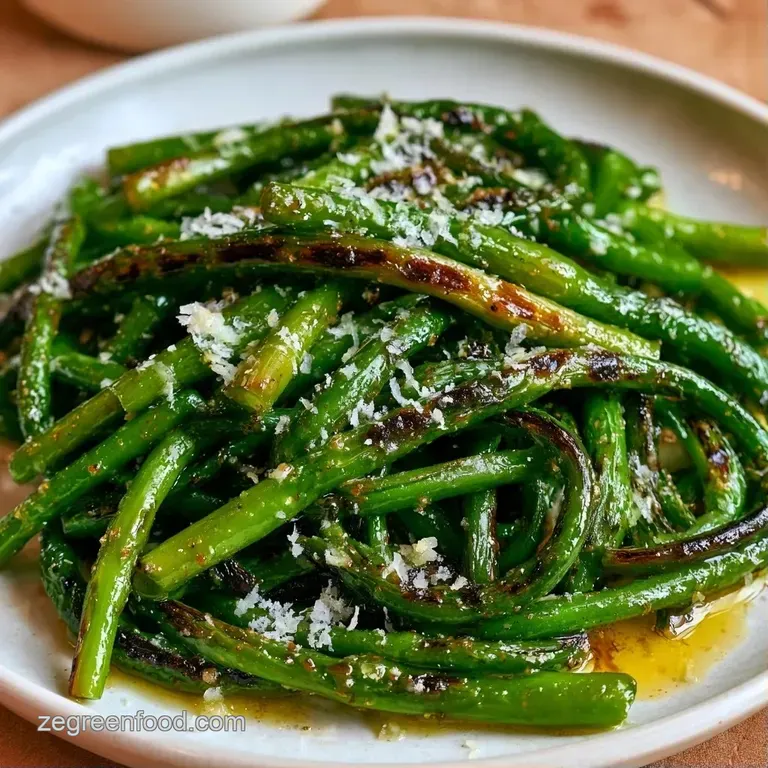 Vibrant green charred stalks neatly arranged on a white ceramic plate with a drizzle of oil and a lemon wedge.