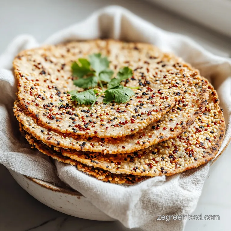 Three warm quinoa tortillas artfully arranged, their soft, flexible appearance enhanced by vibrant fresh salsa.