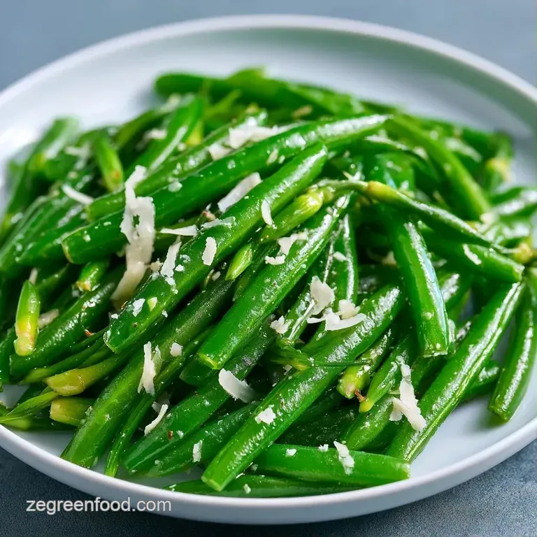 Bright green curly stems artfully arranged in a shallow bowl, topped with crumbled white cheese and black pepper.