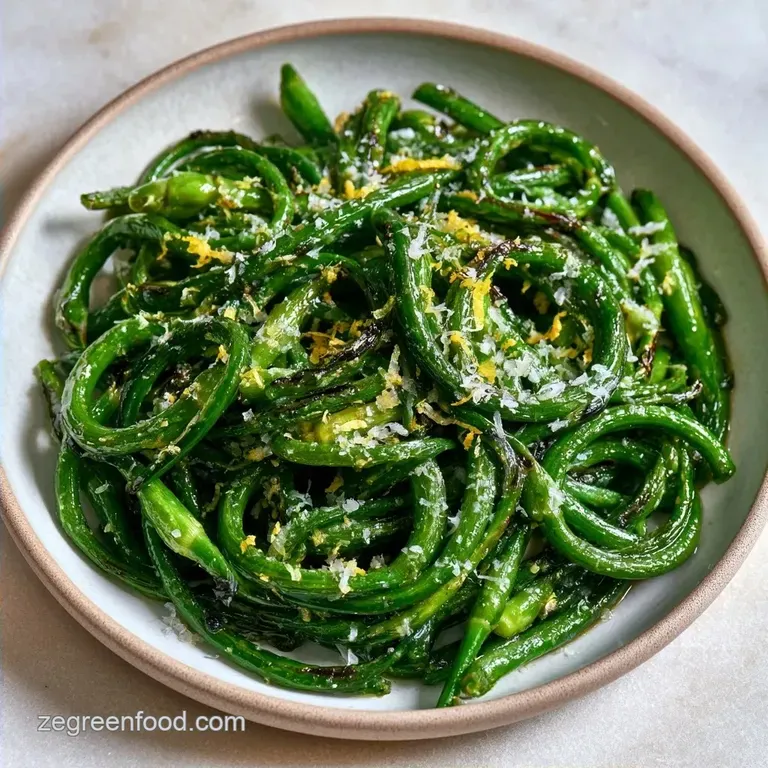 Easy Oven Roasted Garlic Scapes with Parmesan
