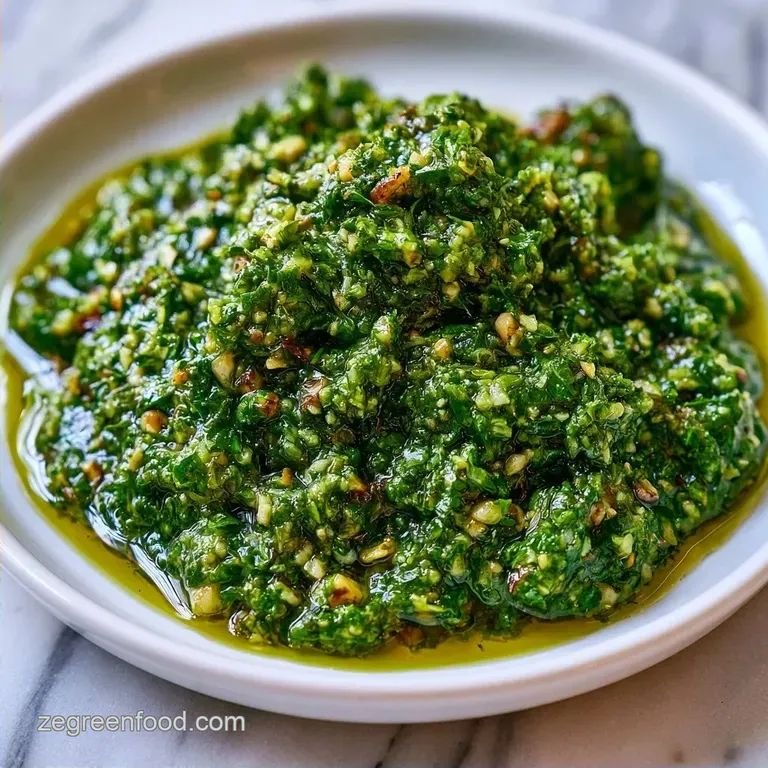 Raw Garlic Scape Pesto with Fresh Basil