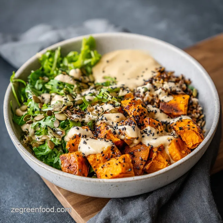 Roasted Sweet Potato Buddha Bowl Tahini