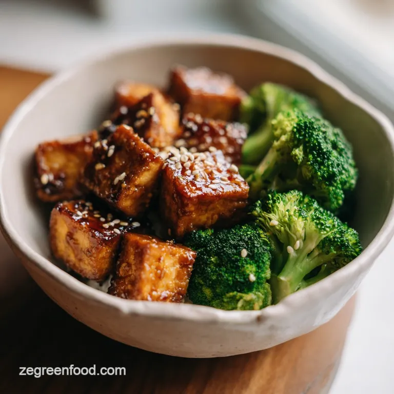 Teriyaki Tofu Bowl with Steamed Broccoli