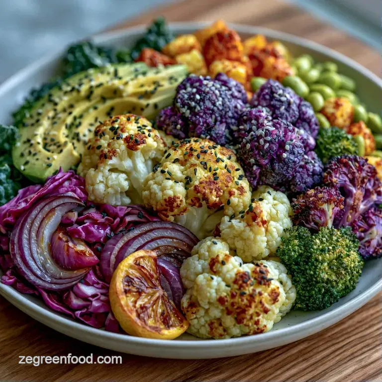 Vibrant layers of roasted roots, crisp greens, and fluffy grains arranged neatly in a modern white bowl.