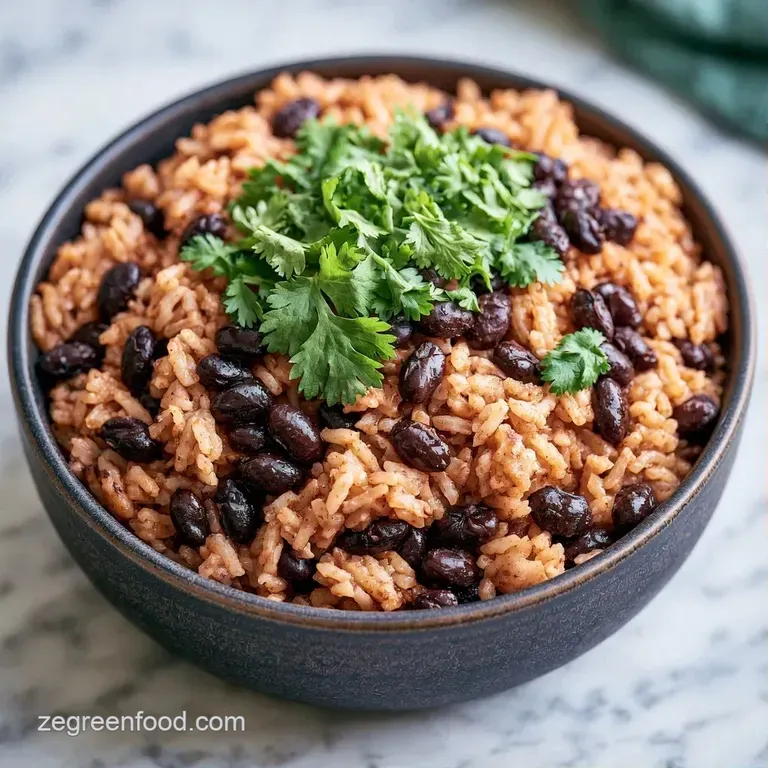 Colorful arrangement of seasoned black beans, sweet corn, and diced avocado topped with fresh cilantro on a white plate.