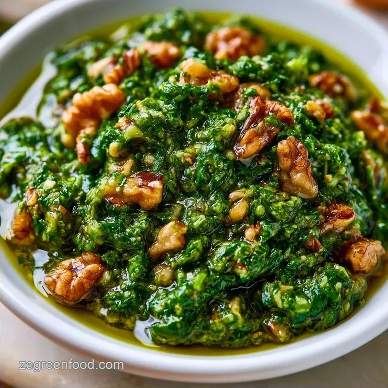 Vegan Garlic Scape Pesto with Toasted Walnuts