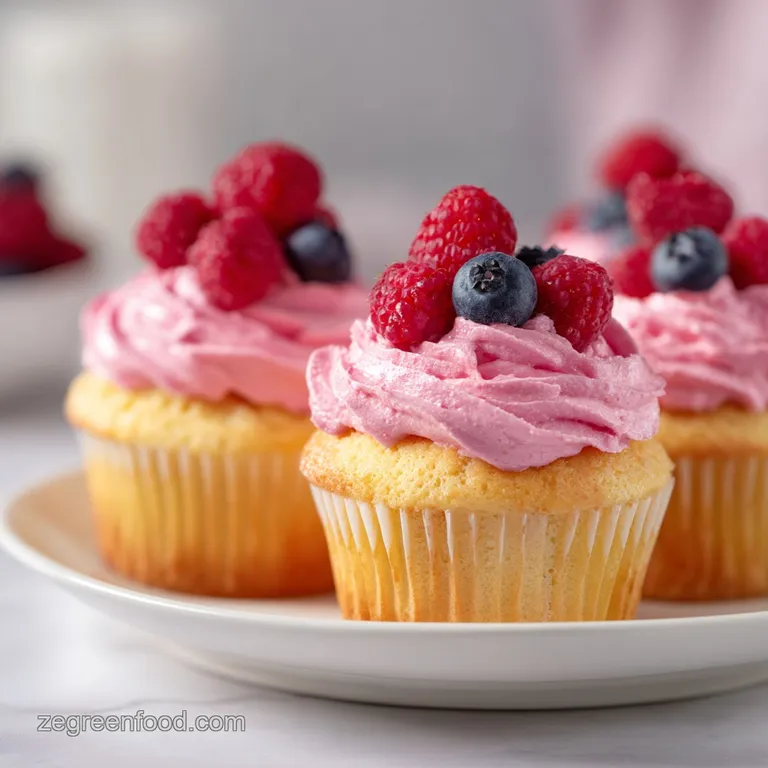 A row of frosted pink cakes on a white ceramic platter, garnished with mint leaves and a dusting of sugar.