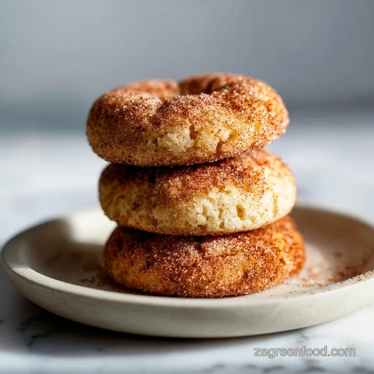 A neat stack of soft, cinnamon-dusted cookies resting on a rustic wooden board beside a folded linen napkin.