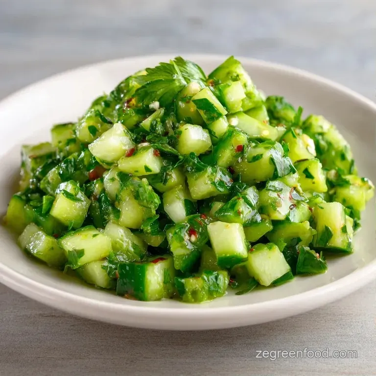 Lush green leaves coated in a velvety herb dressing, accented with sunflower seeds on a modern matte gray plate.